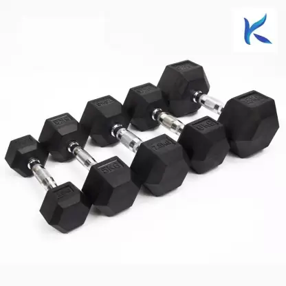 Kiraro Rubber Coated Professional (10 kg x 2) Home Workout Hex Fixed Weight Dumbbell (20 kg)