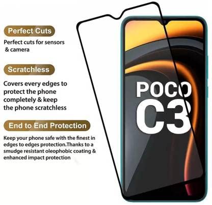 Rockjon Tempered Glass for Poco C3, Realme Narzo 20, Realme Narzo 20A, Realme C11, Realme C12, Realme C15, Realme C3, Realme 5i, Realme 5s,