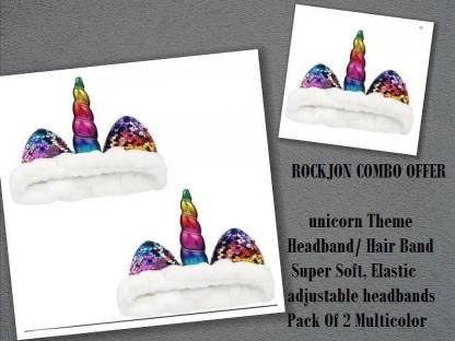 Rockjon – Unicorn design Headband/ Hair Band (Random, Pack of 2) Hair Band (Multicolor)