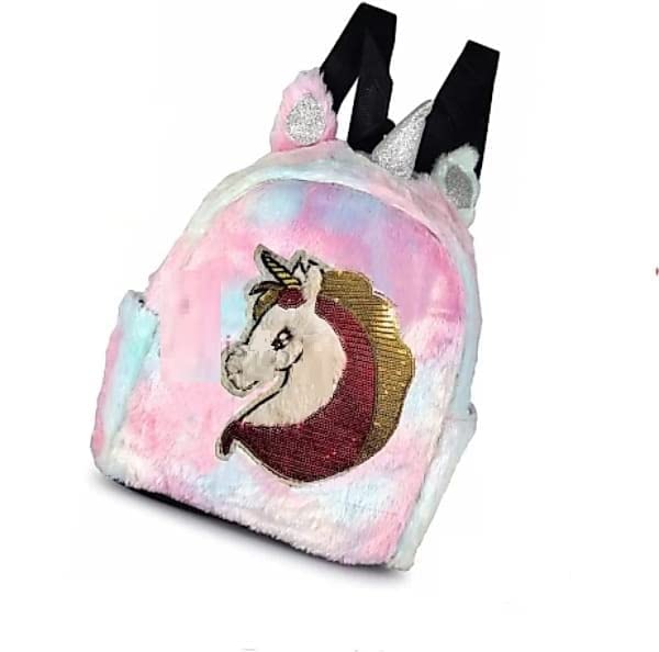 Rockjon Cute Unicorn Plush backpack, Coin Purse & unicorn gel pen for Kids Pack of 3 Multi Color