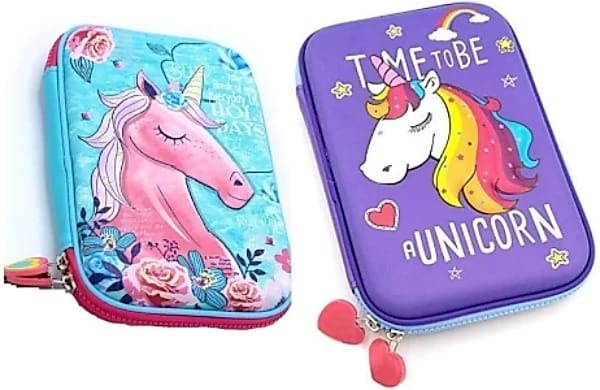 Rockjon Cartoon Character Horse Large Capacity Hardtop EVA Pencil Case Pack of 2 Multicolor