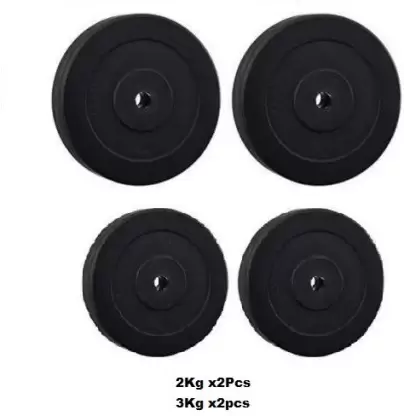 Kiraro Set Of 2Kg x2+3Kg x2 Good Quality Rubber Plates For Home/Commercial Gym Black Weight Plate (10 kg)