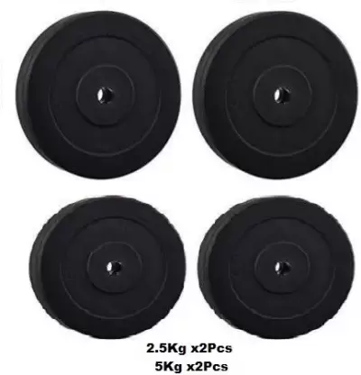 Kiraro Set Of 2.5Kg x2+5Kg x2 Good Quality Rubber Plates For Home/Commercial Gym Black Weight Plate (15 kg)