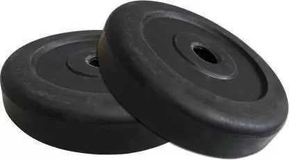 Kiraro 5Kg x2pcs Good Quality Rubber Plates With 28mm Hole For Home/Commercial Gym (10Kg) Black Weight Plate (10 kg)