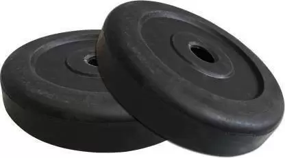 Kiraro 3Kg x2pcs Good Quality Rubber Plates With 28mm Hole For Home/Commercial Gym (6Kg) Black Weight Plate (6 kg)