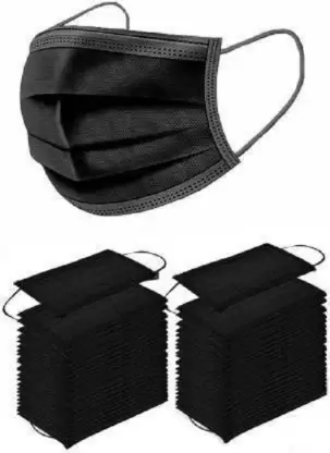 Kiraro Breathable/Comfortable/Disposable Face Masks with 4-Layer Protection With Comfortable Ear loop (With Nose Pin) 4 Ply Black Surgical Mask (Pack of 150) Surgical Mask With Melt Blown Fabric Layer (Black, Free Size, Pack of 150, 3 Ply)