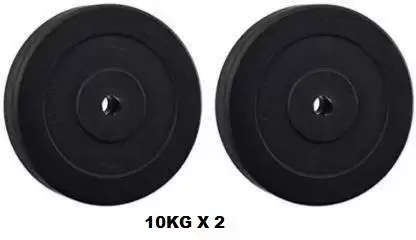 Kiraro 10Kg x2pcs Good Quality Rubber Plate With 28mm Hole For Home/Commercial Gym (20Kg) Black Weight Plate (20 kg)