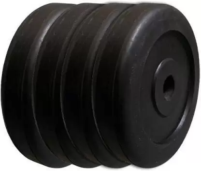 Kiraro 2Kg x4pcs Good Quality Rubber Plates With 28mm Hole For Home/Commercial Gym (8Kg) Black Weight Plate (8 kg)