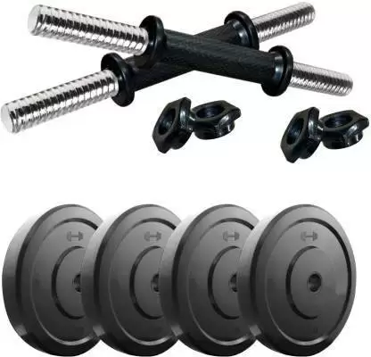 Kiraro 10 Kg Dumbbell Set ( 2.5KG X 4 Rubber Plates) With Rods Black Weight Plate (12 kg)