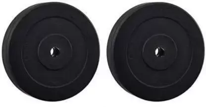 Kiraro 2Kg x2pcs Good Quality Rubber Plates With 28mm Hole For Home/Commercial Gym (4Kg) Black Weight Plate (4 kg)