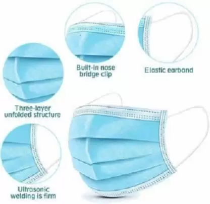 Kiraro 3 Ply Disposable Surgical Mask with Nose Pin for Men Women ( Pack of 200, Blue) KIRSM-NP-Blue-P200 Surgical Mask (Blue, Free Size, Pack of 200, 3 Ply)