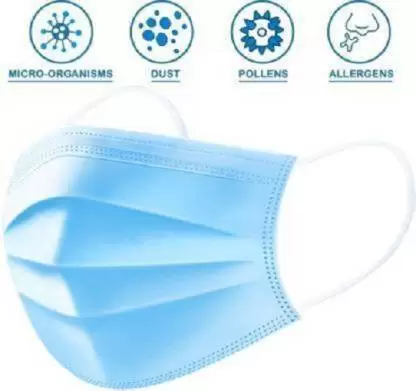Kiraro 50 Units Disposable 3 Ply Pharmaceutical Breathable Pollution Face Mask Respirator with 3 Layer Surgical For Men Women Kids Surgical Mask 3 Ply (50 Piece) Surgical Mask With Melt Blown Fabric Layer (Free Size, Pack of 50, 3 Ply)