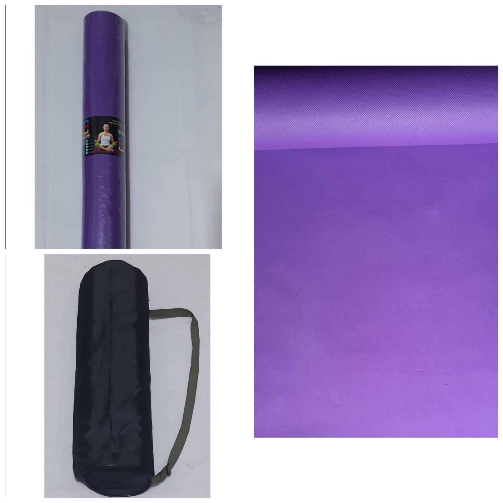 Yoga Mat (4mm) with Carry Bag for Home Gym & Outdoor Workout, Water Resistant, Light Weight, Easy to Fold, Anti-Slip Mats for Men, Women & Kids (Purple Colour)