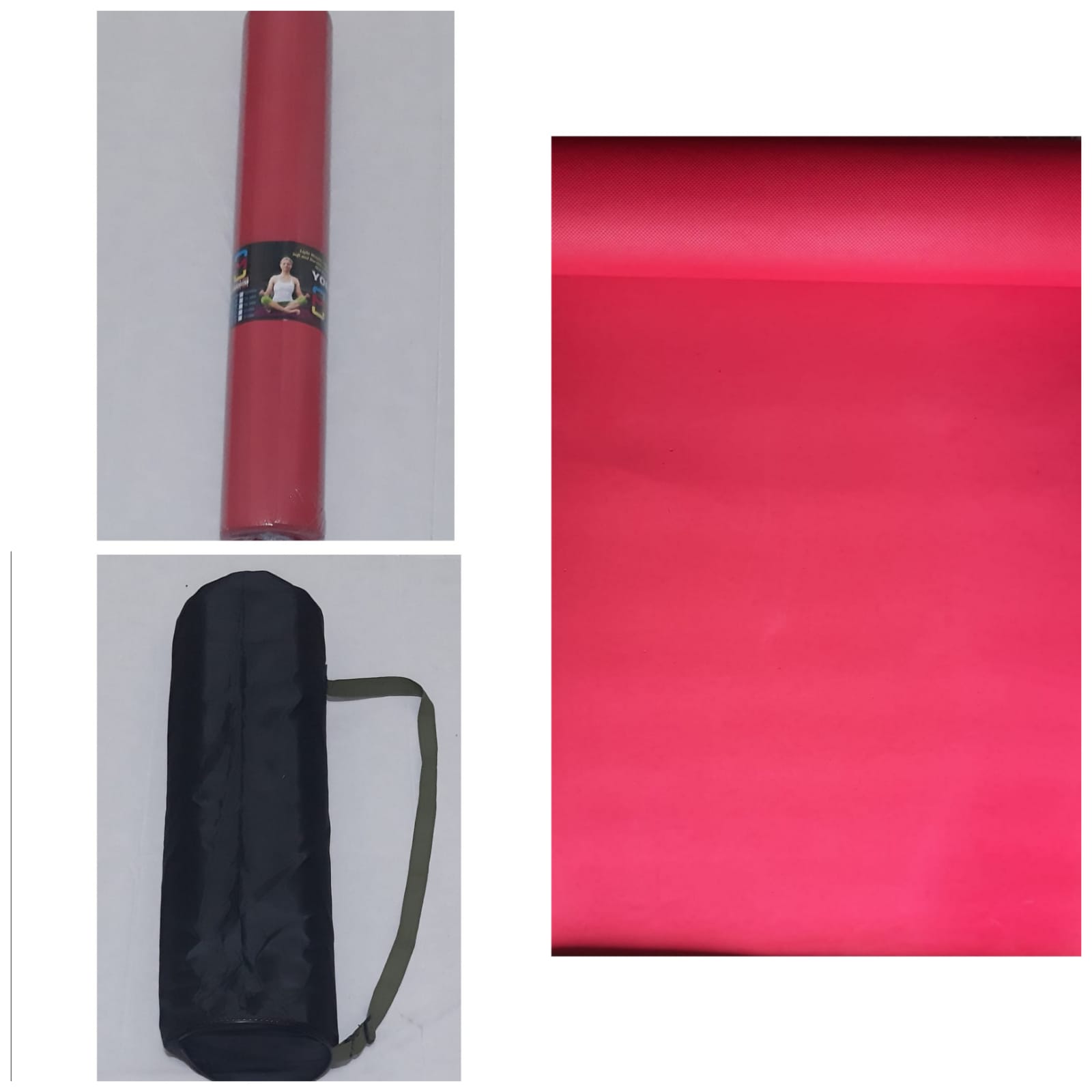 Yoga Mat (4mm) with a Carry Bag for Home Gym & Outdoor Workout, Water Resistant, Light Weight, Easy to Fold, Anti-Slip Mats for Men,Women & Kids (Red Colour)